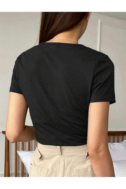 V Yaka Basic Pamuklu CLASSİCAL Baskılı Tshirt