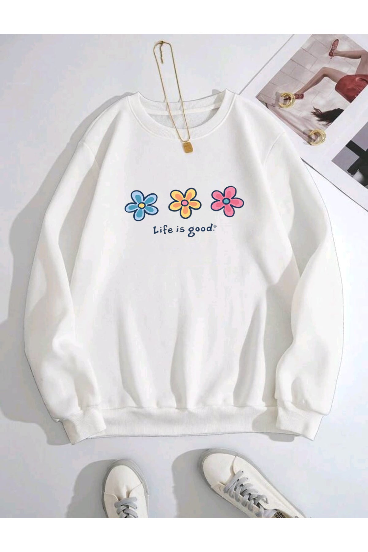 Life Is Good Bisiklet Yaka Sweatshirt