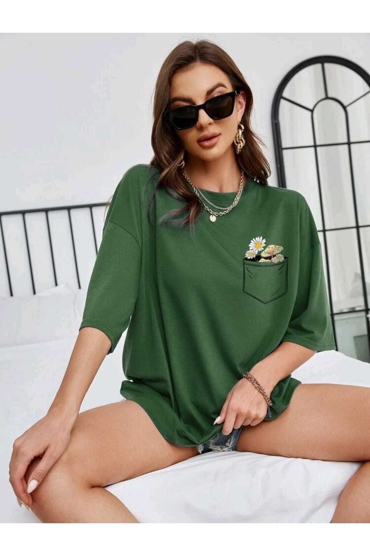 Çiçek Baskılı Unisex Oversize Tshirt