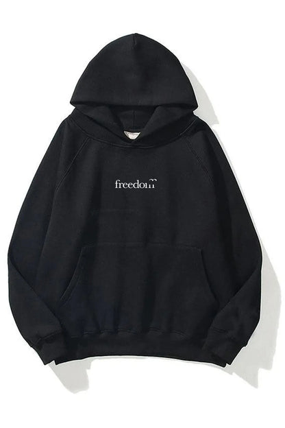 FREEDOM Baskılı Oversize Kapşonlu Sweatshirt