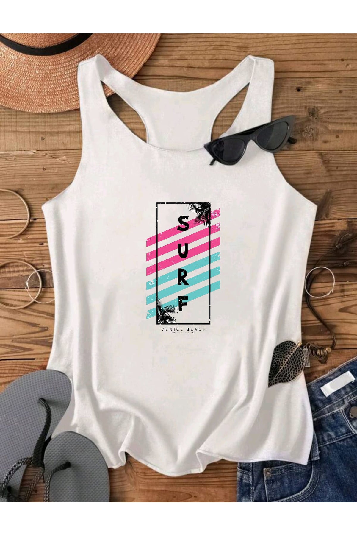 SURF Yüzücü Kadın Atlet Tshirt