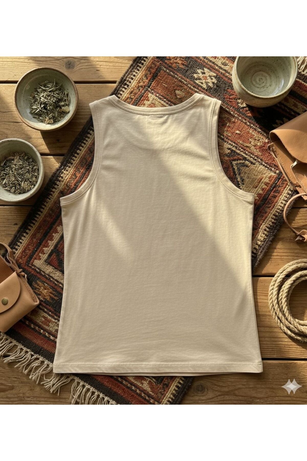 Etnik Desen Baskılı Kadın Omuzu Açık Kolsuz Askılı Tshirt