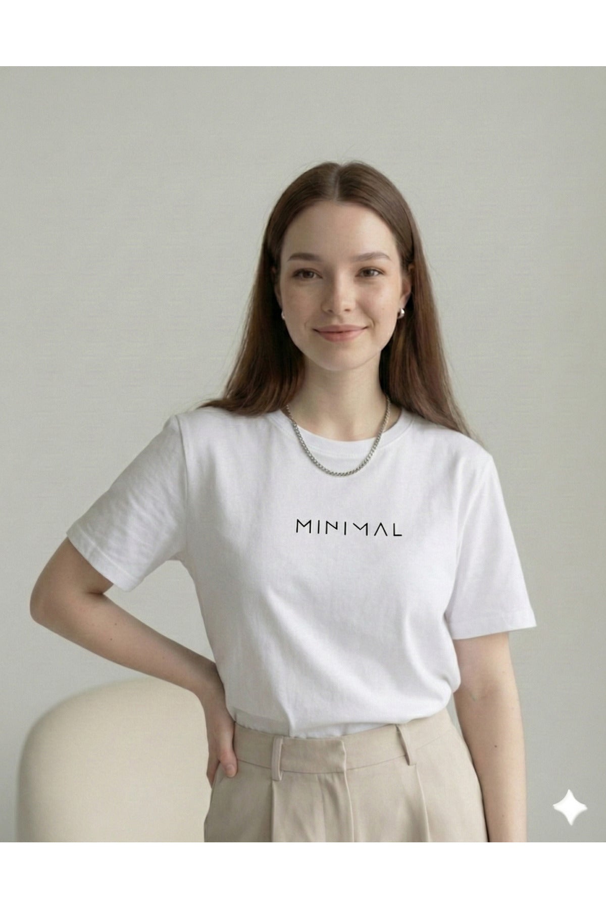 Minimal Kadın Pamuk Polyester Tshirt