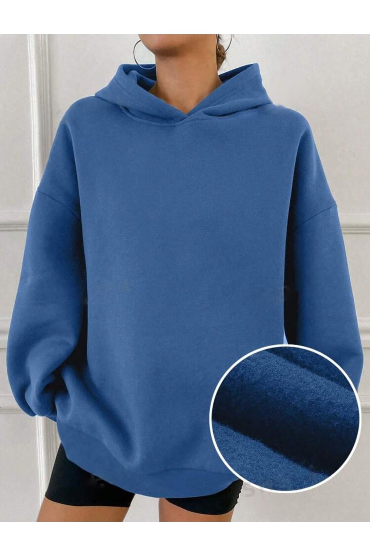 Kapüşonlu Düz Baskısız Giy Çık Oversize Kalıp Sweatshirt
