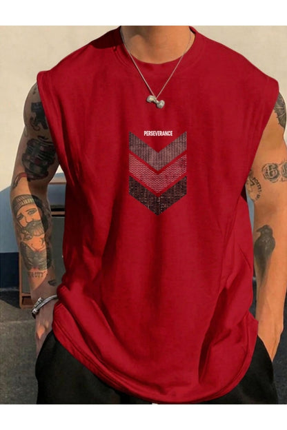 Perseverance Baskılı Kolsuz tshirt Erkek Sıfır Kol Giyim Spor Giyim Oversize T-SHİRT