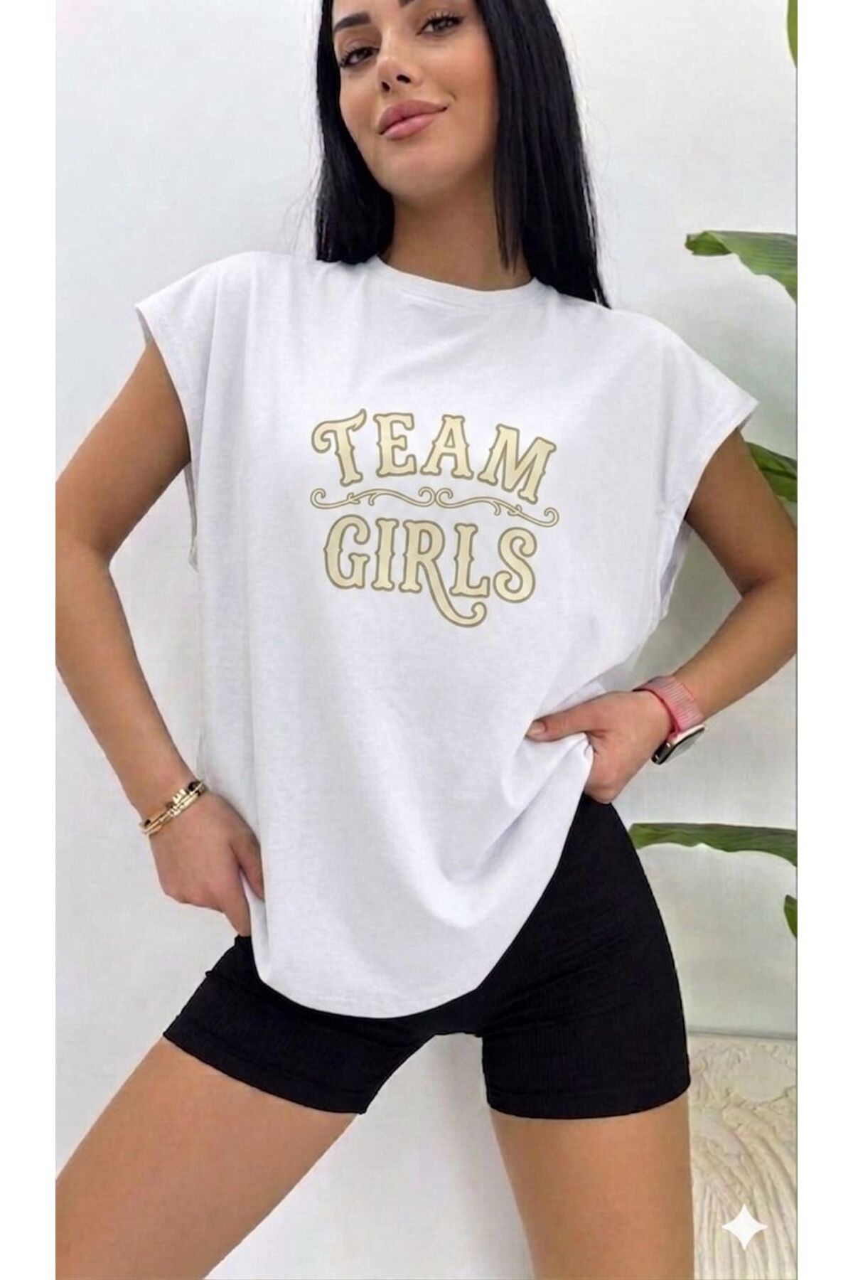 TEAM GIRLS Baskılı Kadın Sıfır Kol Sporcu Tshirt