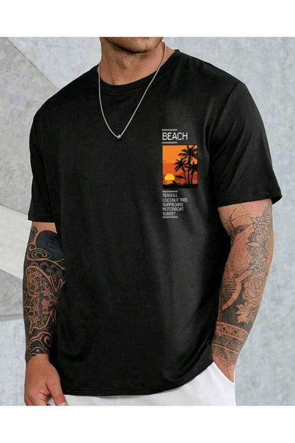 Beach Baskılı Erkek T-shirt