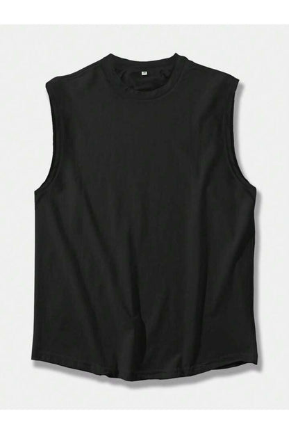 Erkek Sıfır Kol Baskısız Giyim Spor Giyim Oversize T-SHİRT