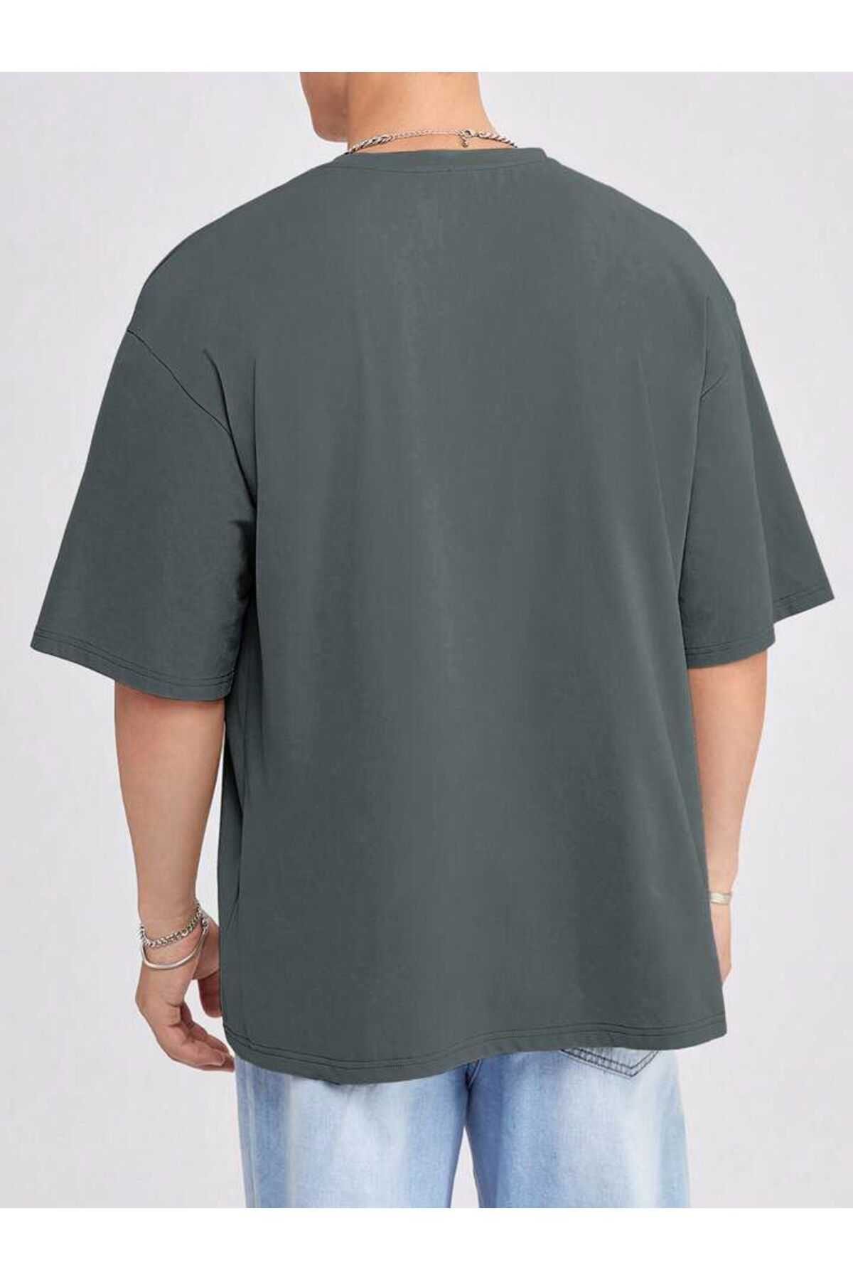 Erkek Giyim Rahat Kesim  Pamuklu Kısa Kol (Oversize) Tshirt