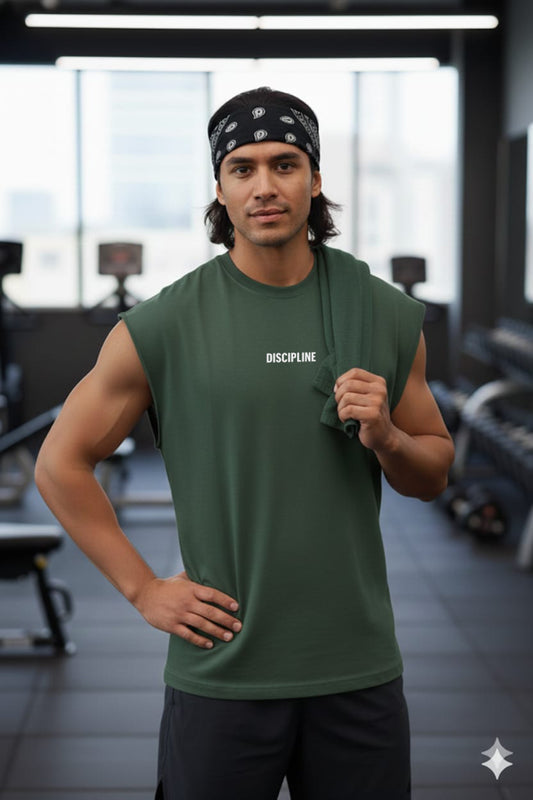Discipline Baskılı Sıfır Kol T-Shirt