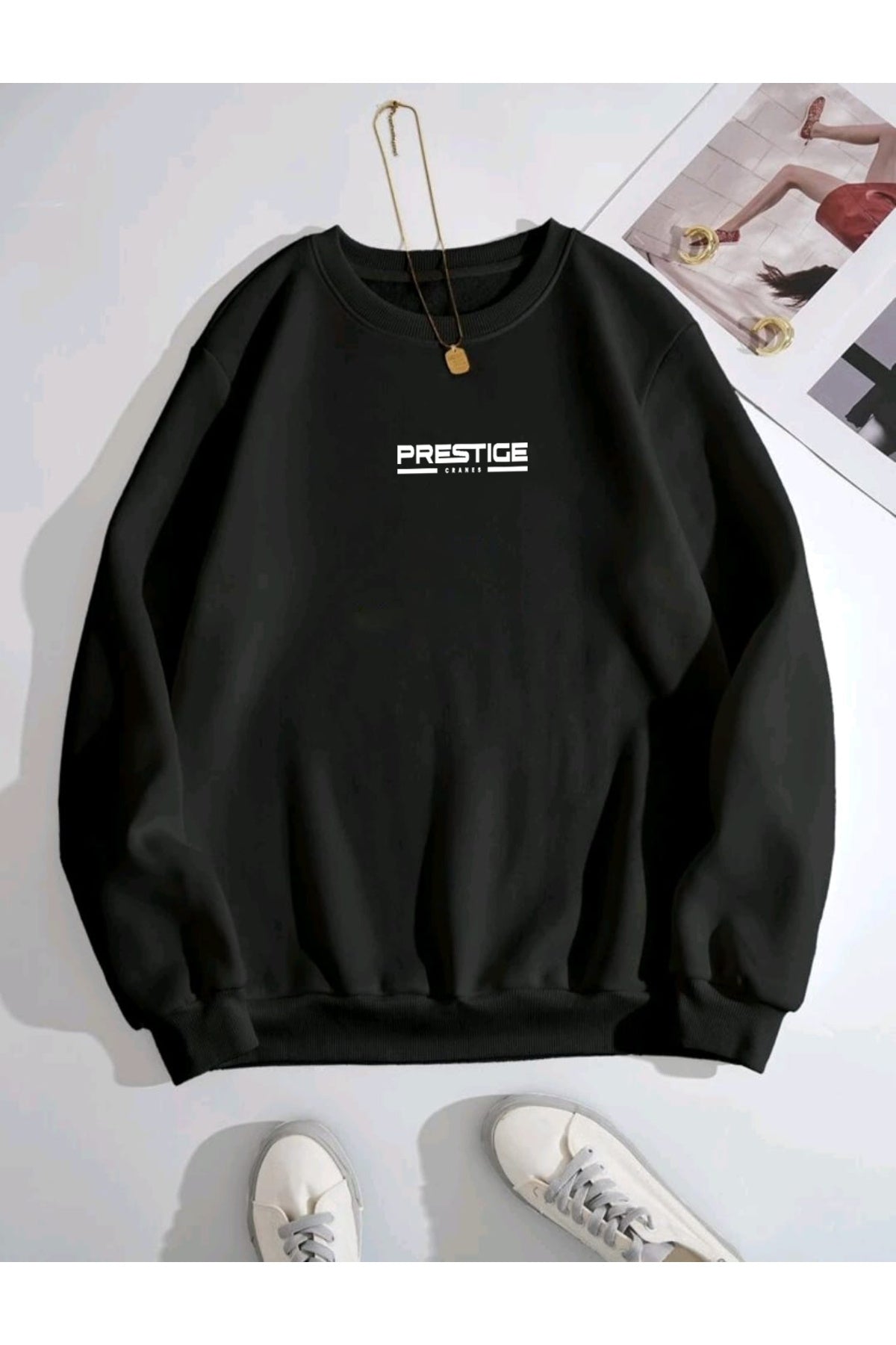 PRESTIGE Oversize Kalıp Bisiklet Yaka Sweatshirt