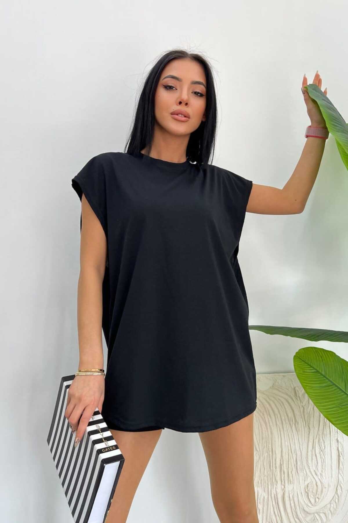 Düz Giy Çık Kadın Kolsuz Sıfır Kol Trend T-Shirt