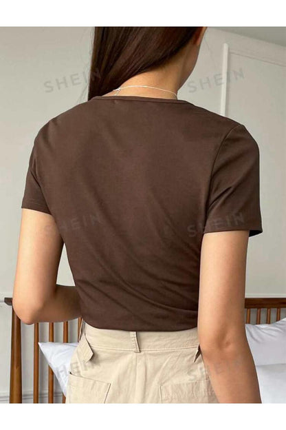 V Yaka Basic Pamuklu CLASSİCAL Baskılı Tshirt
