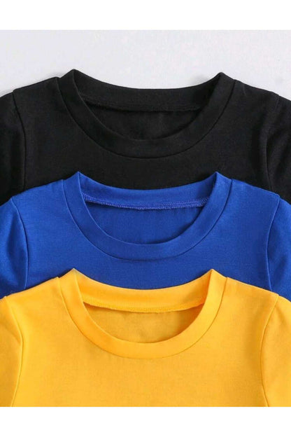 Çocuk Basic Düz Baskısız 3 Adet PAKET Tshirt