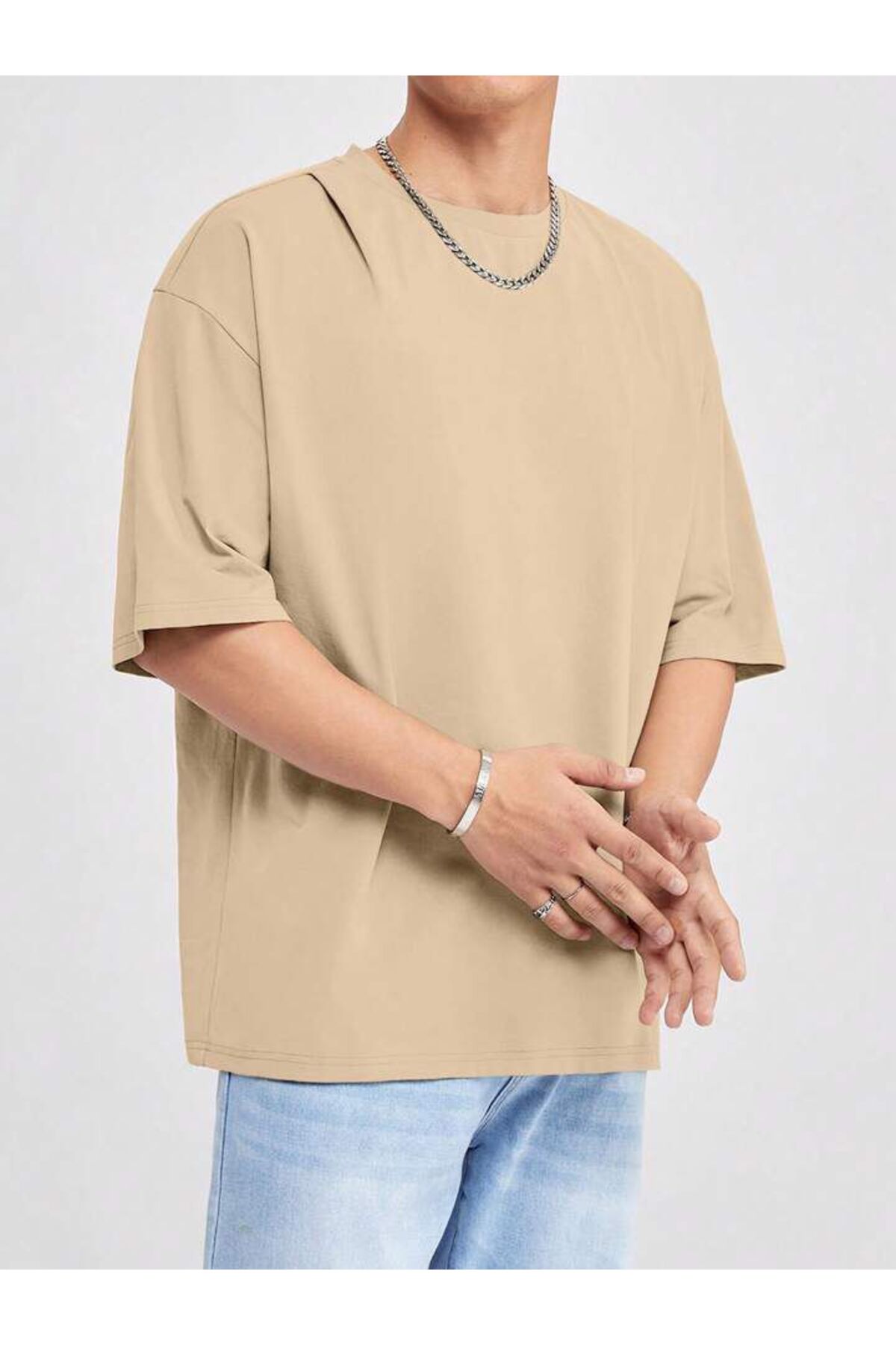 Erkek Giyim Rahat Kesim  Pamuklu Kısa Kol (Oversize) Tshirt