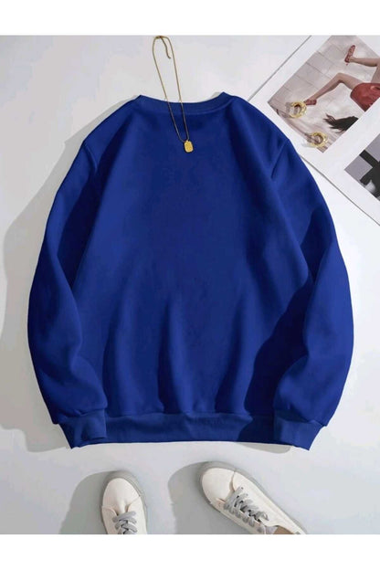 Düz Baskısız Giy Çık Oversize Kalıp Bisiklet Yaka Sweatshirt