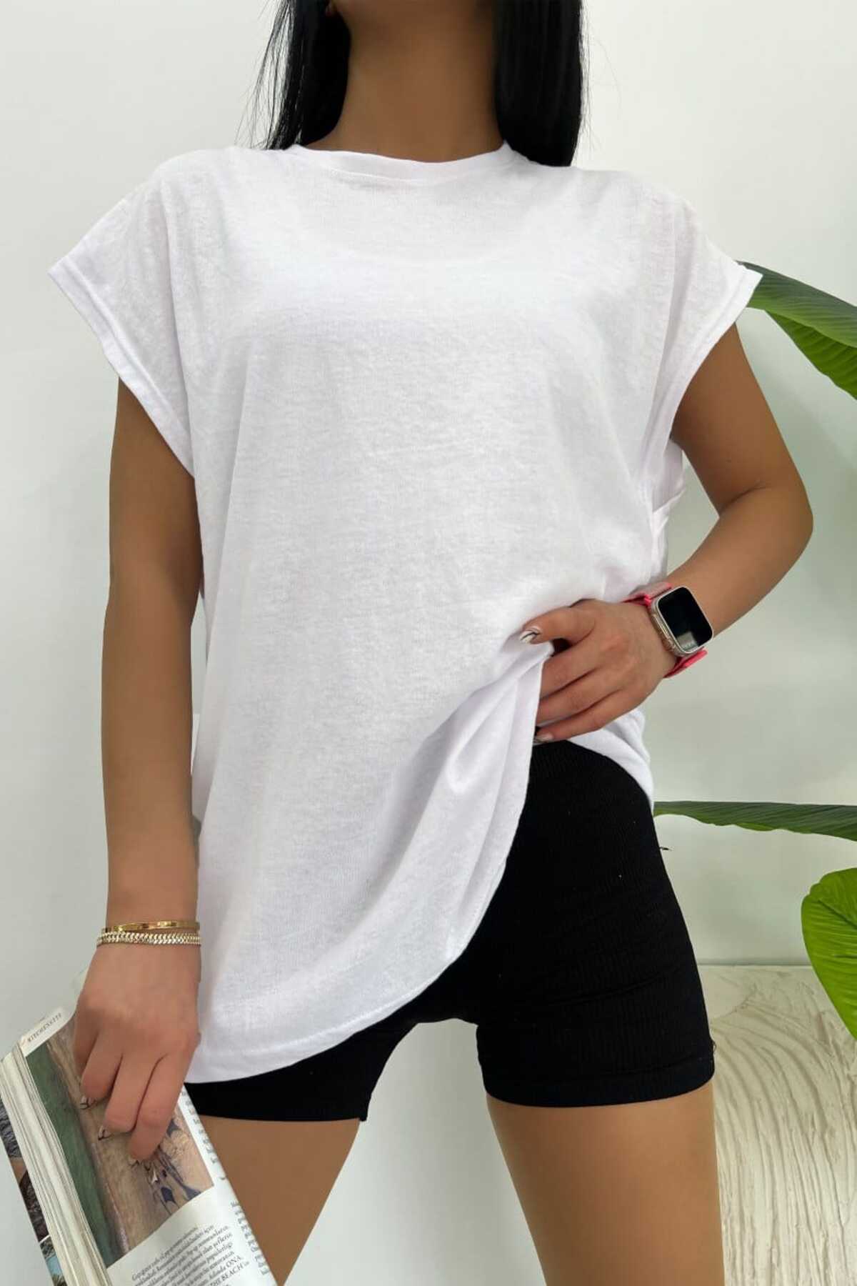 Düz Giy Çık Kadın Kolsuz Sıfır Kol Trend T-Shirt