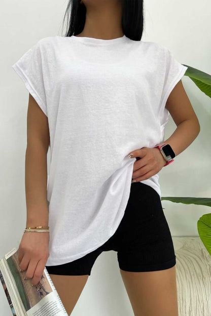 Düz Giy Çık Kadın Kolsuz Sıfır Kol Trend T-Shirt