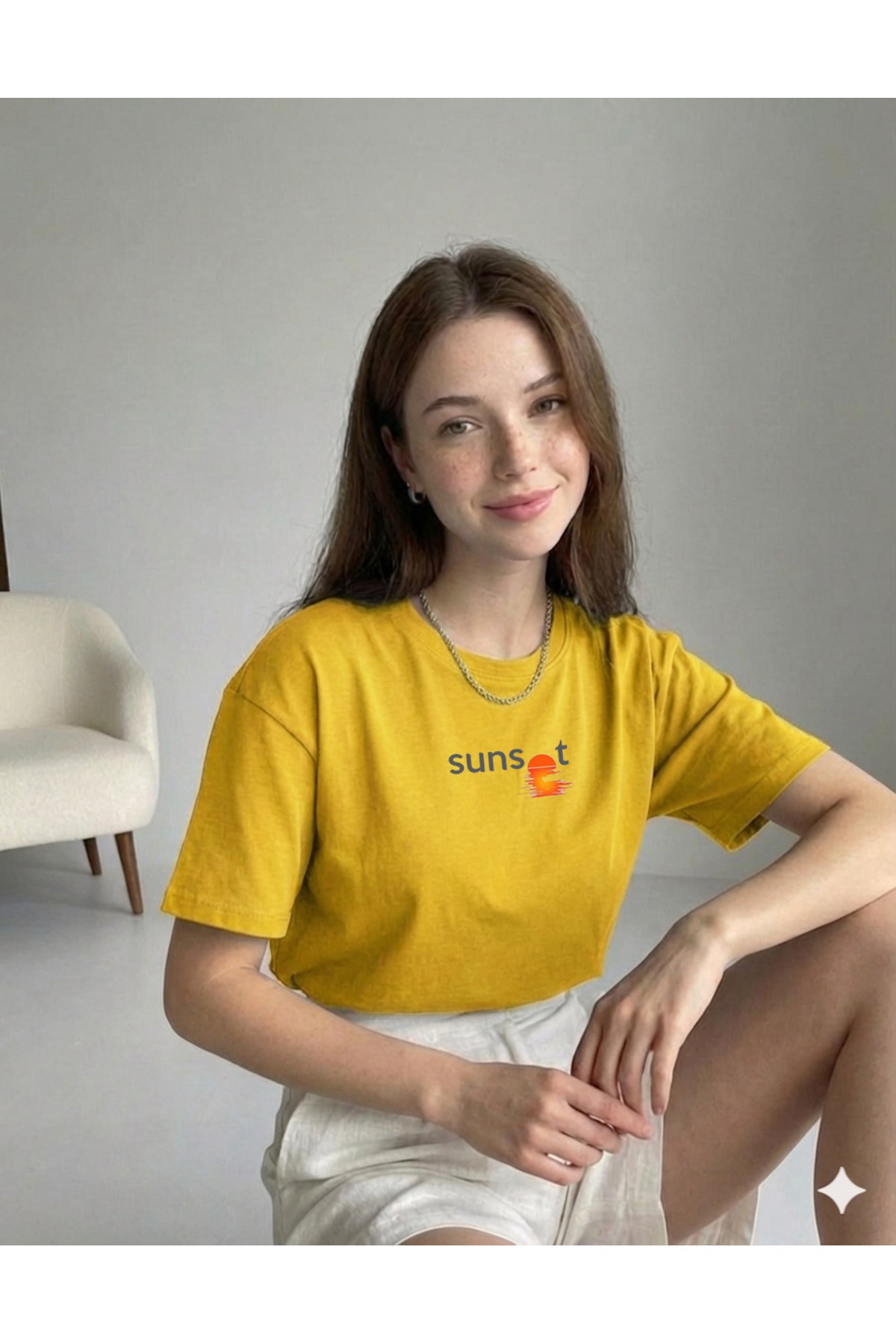 SUNSET Baskılı Kadın Regular Kalıp T-Shirt