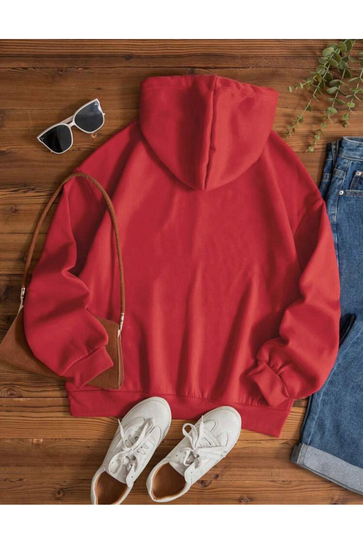 Kapüşonlu Sweatshirt Düz Baskısız ( Soft ) Geniş Kalıp