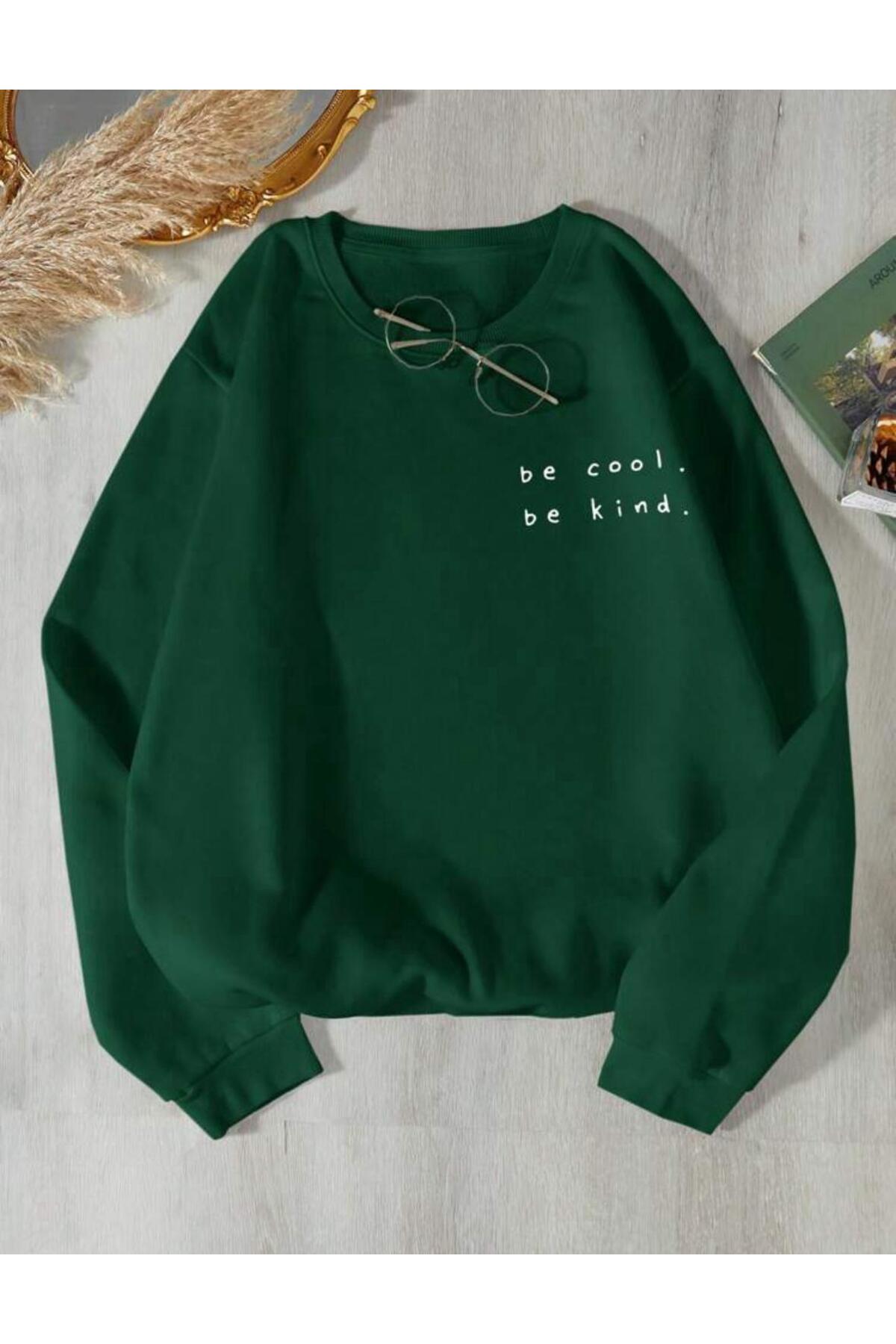 Unısex Baskılı Bisiklet Yaka Sweatshirt Hoodie Be Kınd