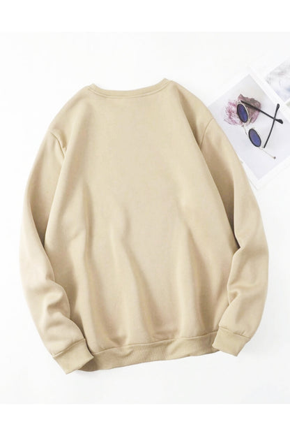 Sevimli Ayı Baskılı Bisiklet Yaka Oversize Pamuklu Sweatshirt ( GENİŞ KALIP )