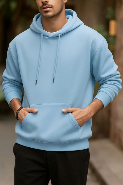 ERKEK KAPÜŞONLU DÜZ BASKISIZ SWEATSHİRT