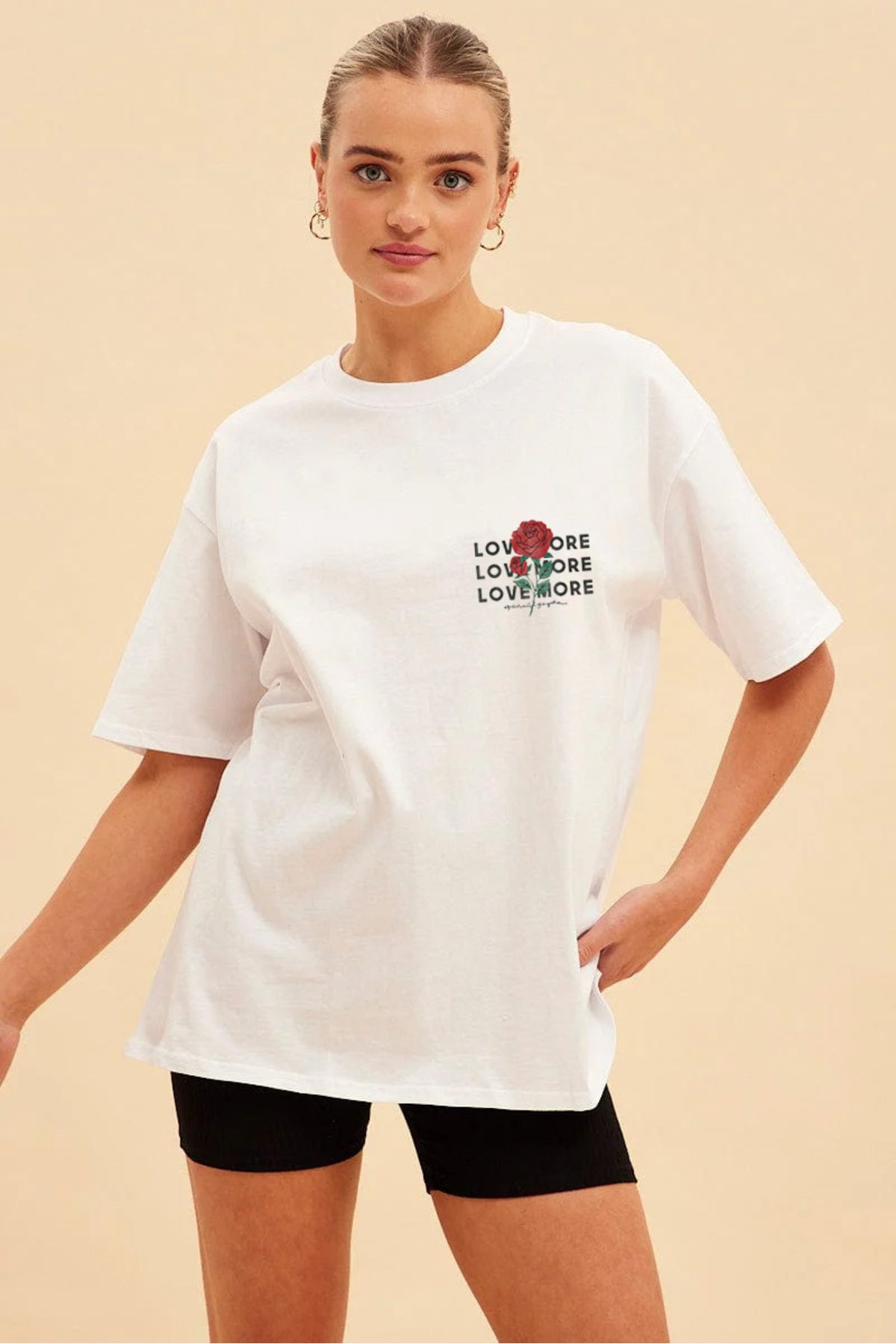 Love More Baskılı Pamuk Unisex Kısa Kol Tshirt
