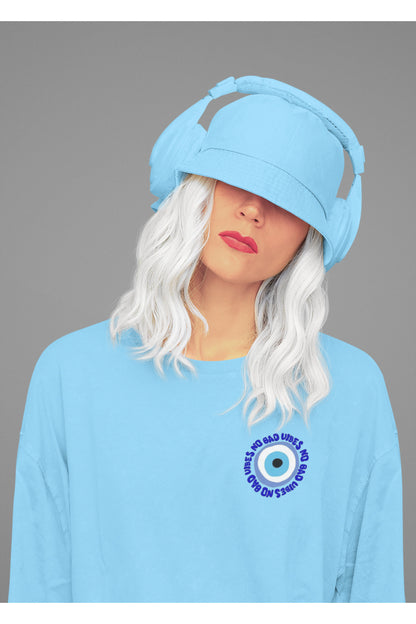 No Bad VIBES Oversize Geniş Kalıp Pamuklu T-shirt