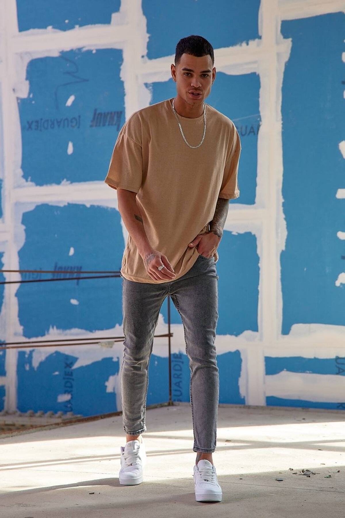 Oversize Düz Baskısız Spor Tshirt