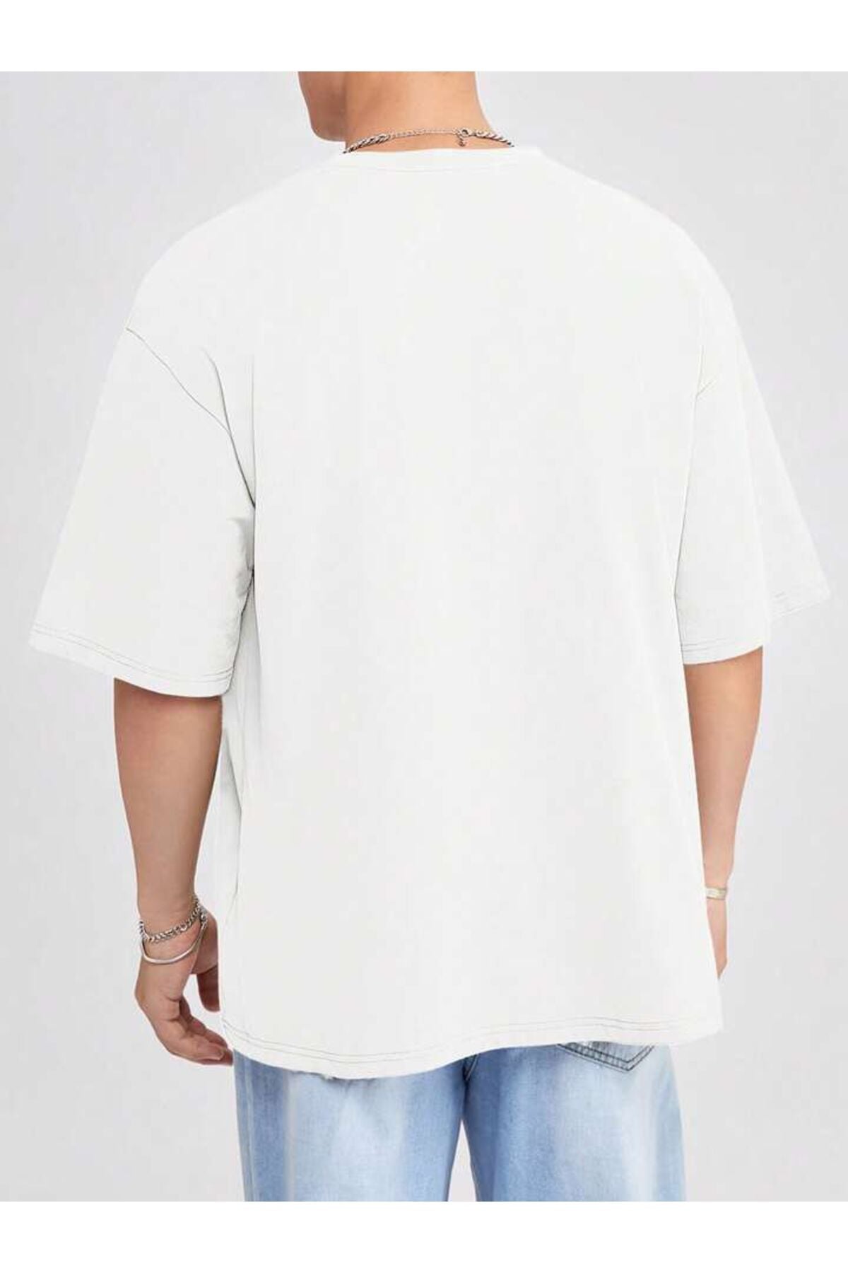 Erkek Giyim Rahat Kesim  Pamuklu Kısa Kol (Oversize) Tshirt
