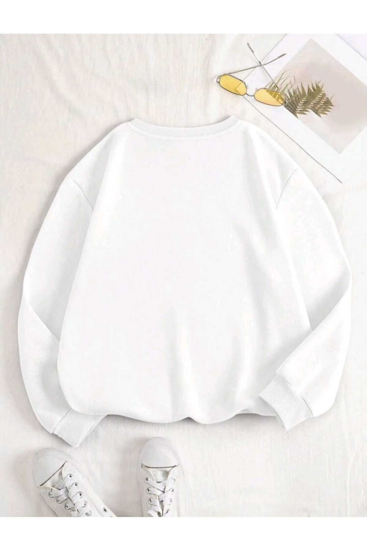 GRATITUDE OVERFLOW Baskılı Bisiklet Yaka Pamuklu Unisex Sweatshirt