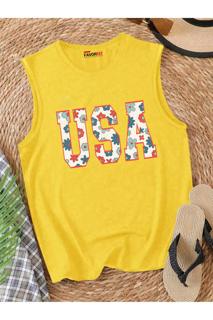USA Omuzu Açık Kadın Pamuklu Kolsuz Yazlık T-shirt Atlet