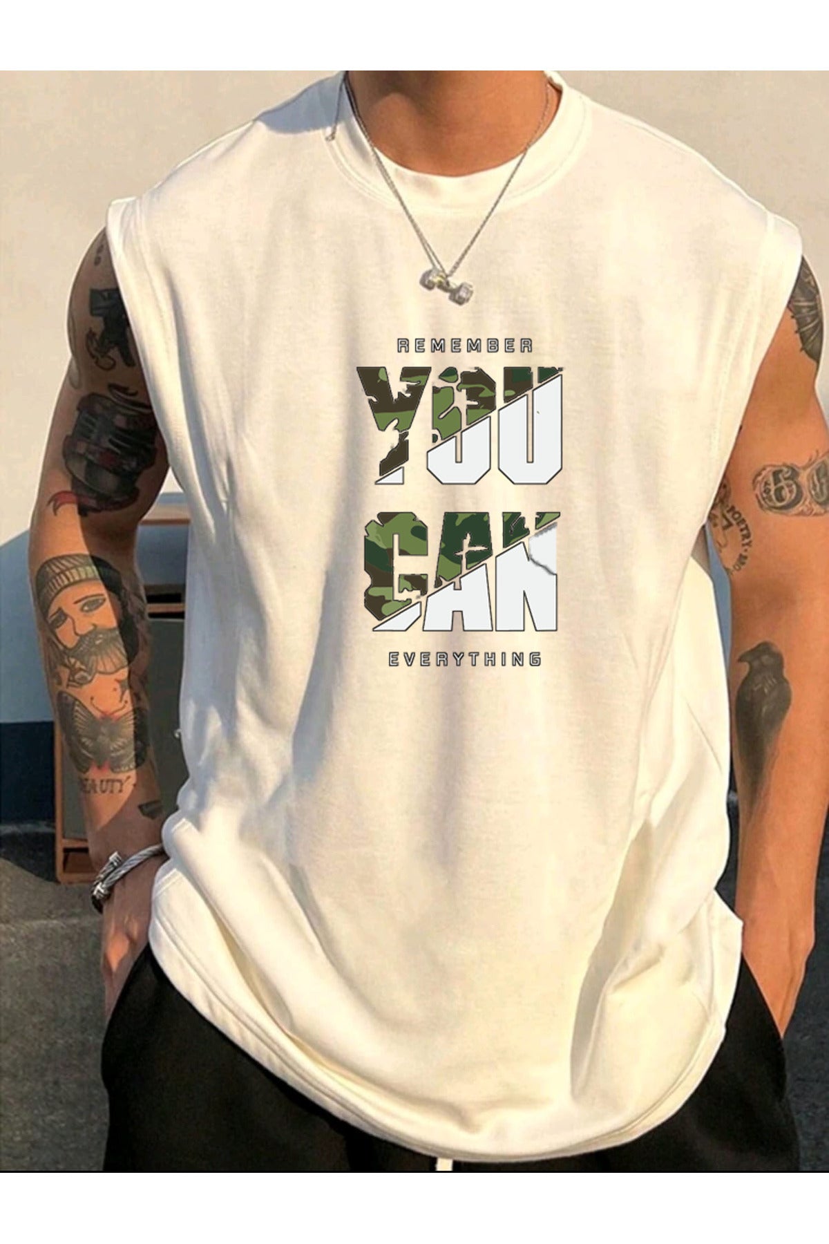 REMEMBER YOU CAN Sıfır Kol Erkek GYM Giyim