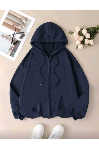 Fermuarlı Kalın Kışlık Şardonlu Unisex Sweatshirt