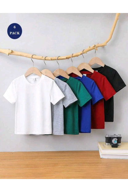 Çoklu Paketler Çocuk Bisiklet Yaka Pamuklu Yazlık T-shirt
