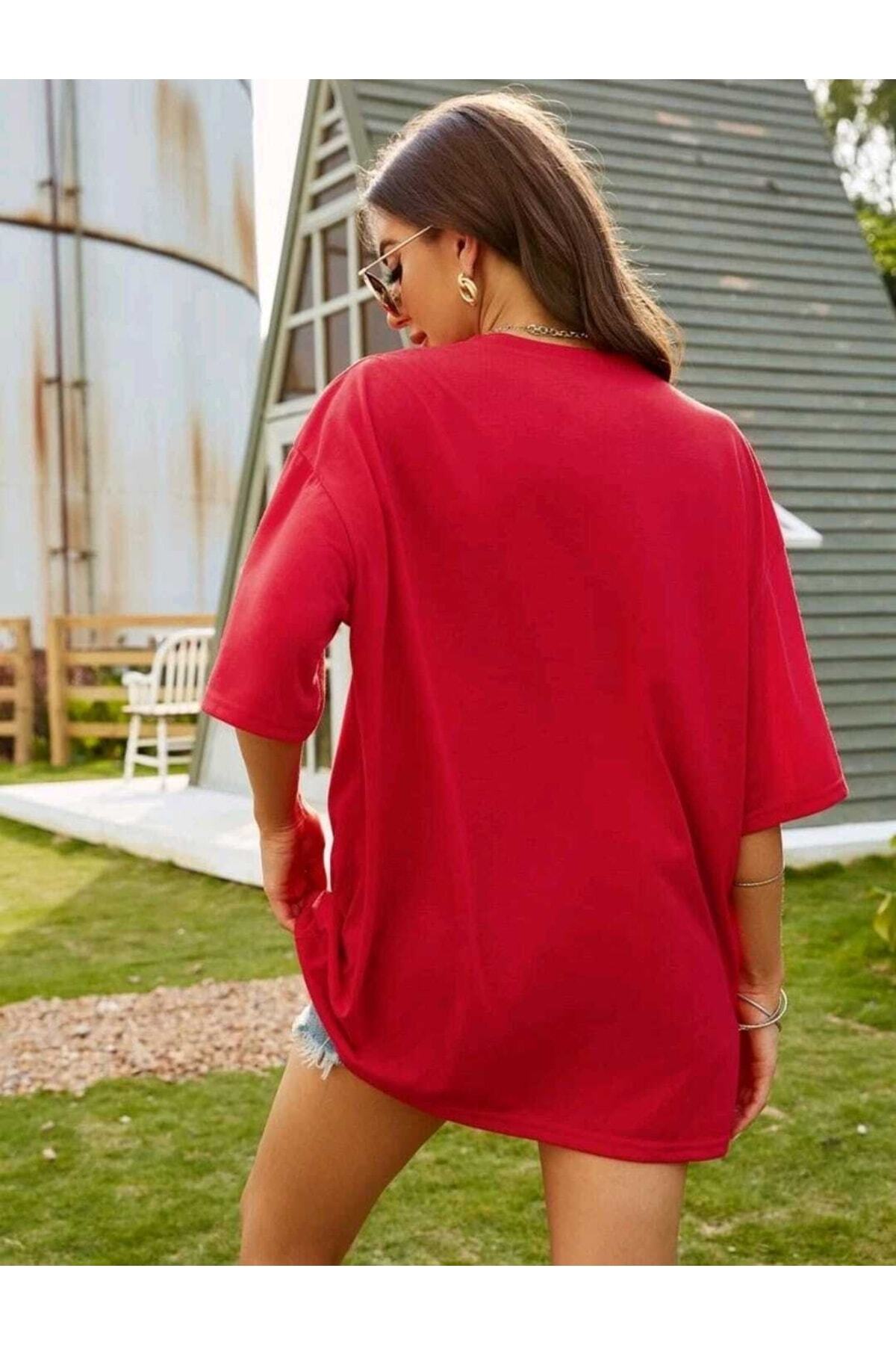 Hawaii Baskılı Oversize T-shirt