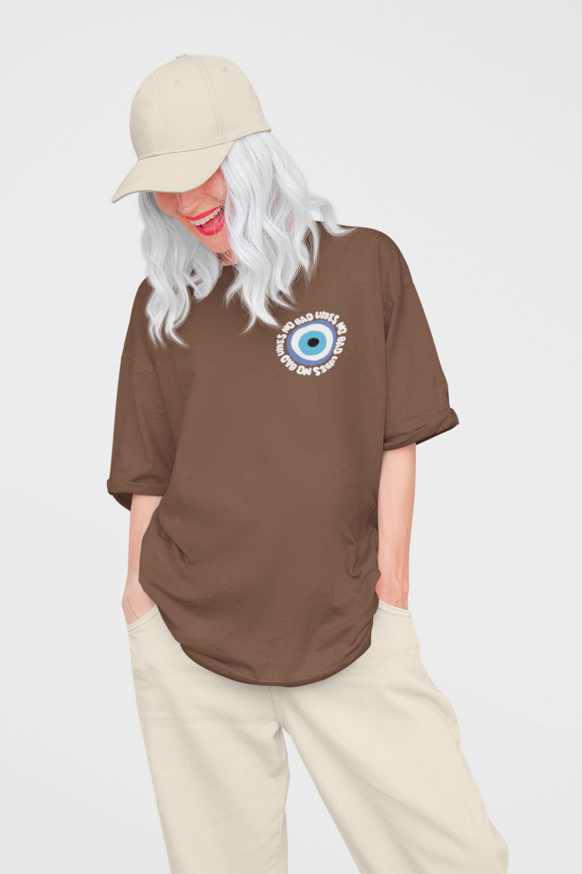 No Bad VIBES Oversize Geniş Kalıp Pamuklu T-shirt Unisex
