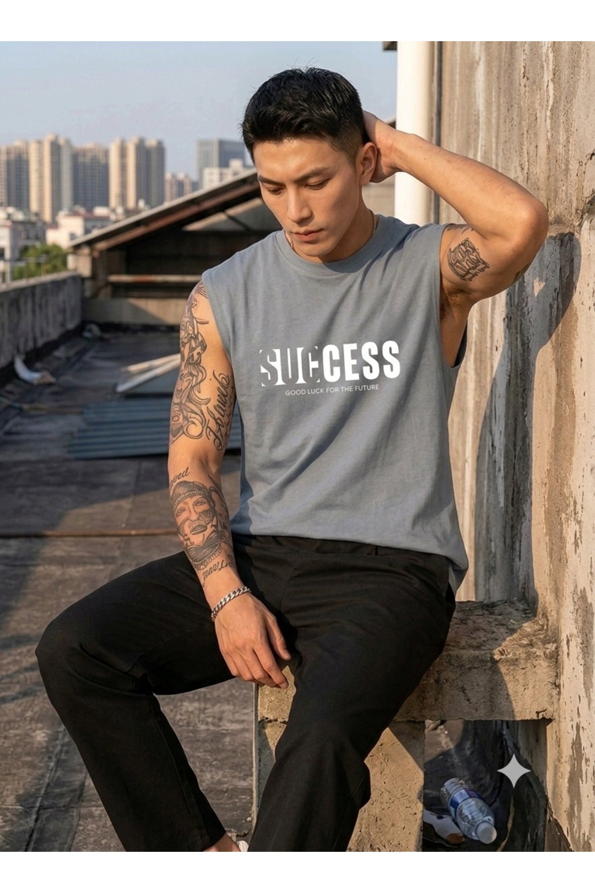 SUCCESS Erkek Sıfır Kol %100 Pamuk Penye
