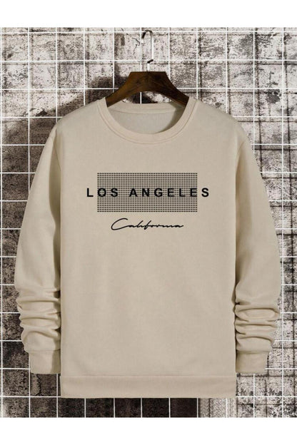 Los Angeles California Baskılı Bisiklet Yaka Pamuklu Sweatshirt