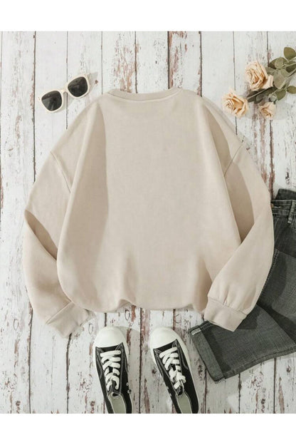 LONGA VİTA Baskılı Bisiklet Yaka Sweatshirt