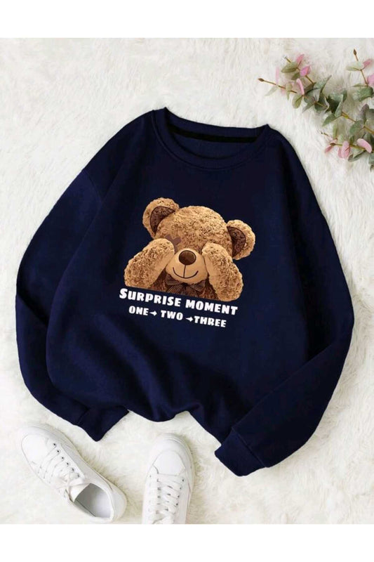 MOMENT Baskılı Bisiklet Yaka Sweatshirt Serisi