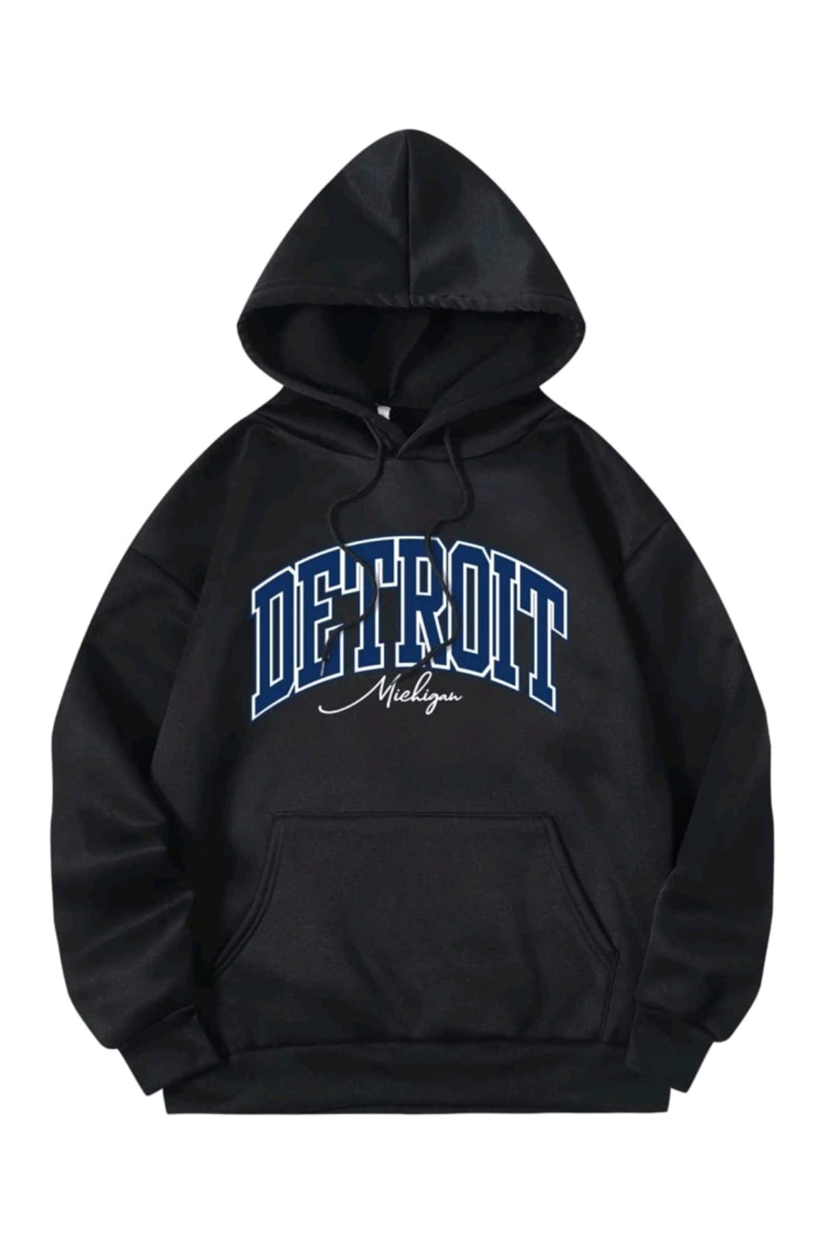 Detroıt Baskılı Oversize Hoodie Kapşonlu Sweatshirt