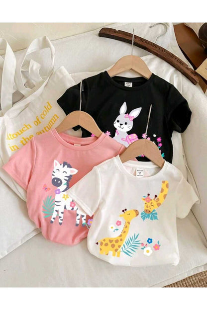 Çocuk Yazlık Baskılı 3 Adet PAKET Tshirt