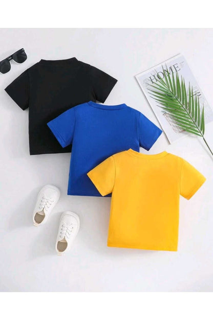 Çocuk Basic Düz Baskısız 3 Adet PAKET Tshirt