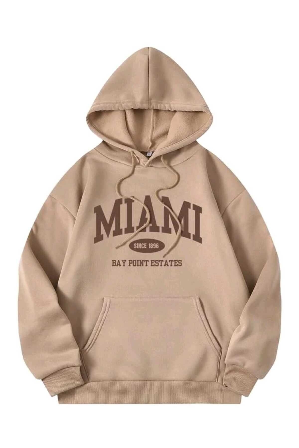 Miami Baskılı Oversize Spor Sweatshirt