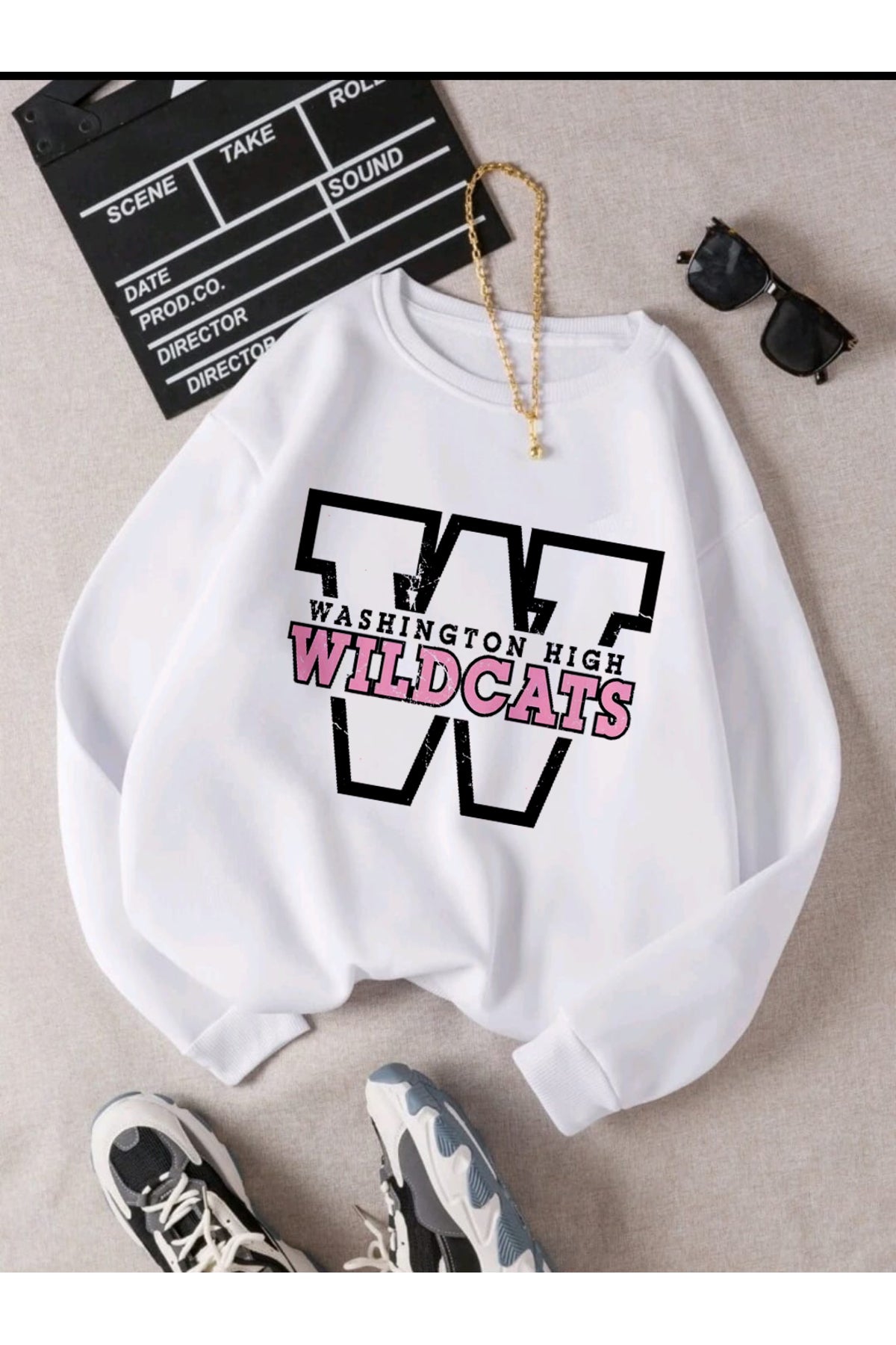 WILD CATS Baskılı Oversize Bisiklet Yaka Sweatshirt