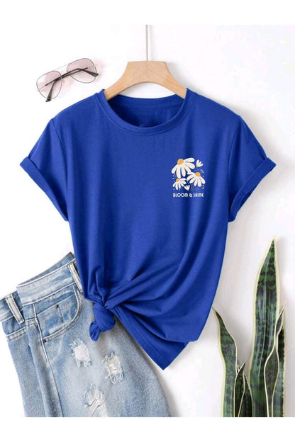 BLOOM SHINE Baskılı UNISEX YAZLIK Pamuklu Kısa Kol Tshirt
