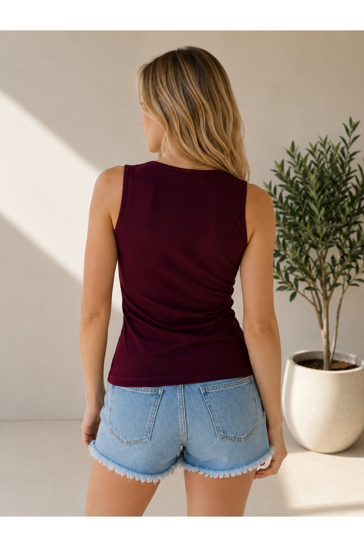 Kare Yaka Sıfır Kol Kadın BODY (OVV-24) %95 Pamuk %5 Elestan