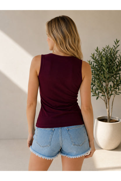 Kare Yaka Sıfır Kol Kadın BODY (OVV-24) %95 Pamuk %5 Elestan